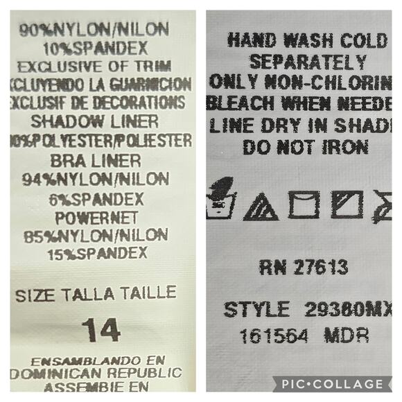 Longitude Black Embossed Floral One Piece Swimsuit Size 14 - Picture 8 of 8